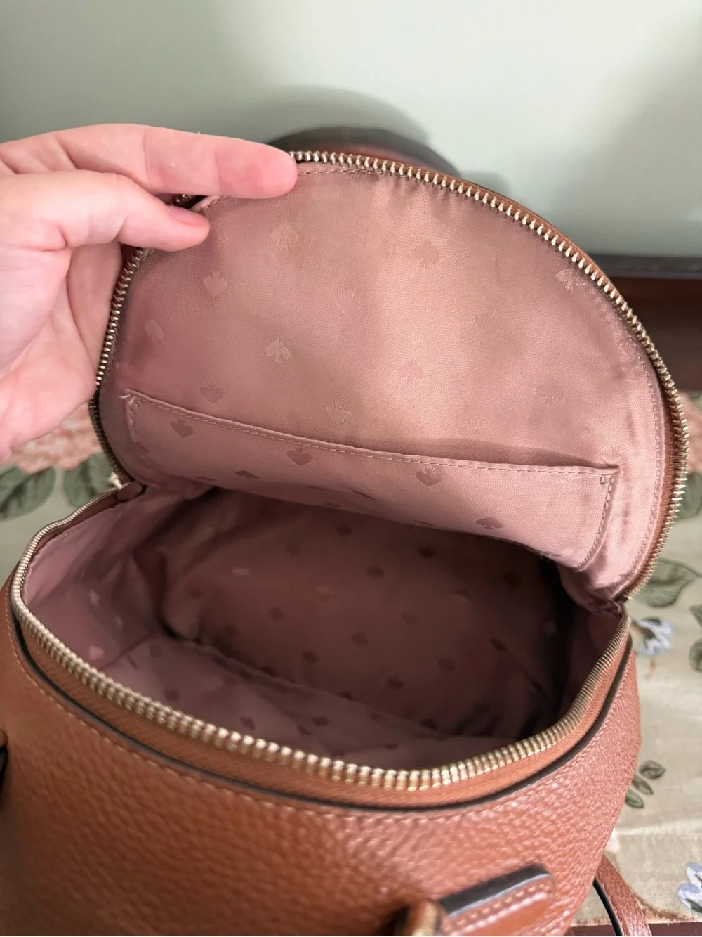 kate spade Pebbled Leather Mini Backpack in Cognac